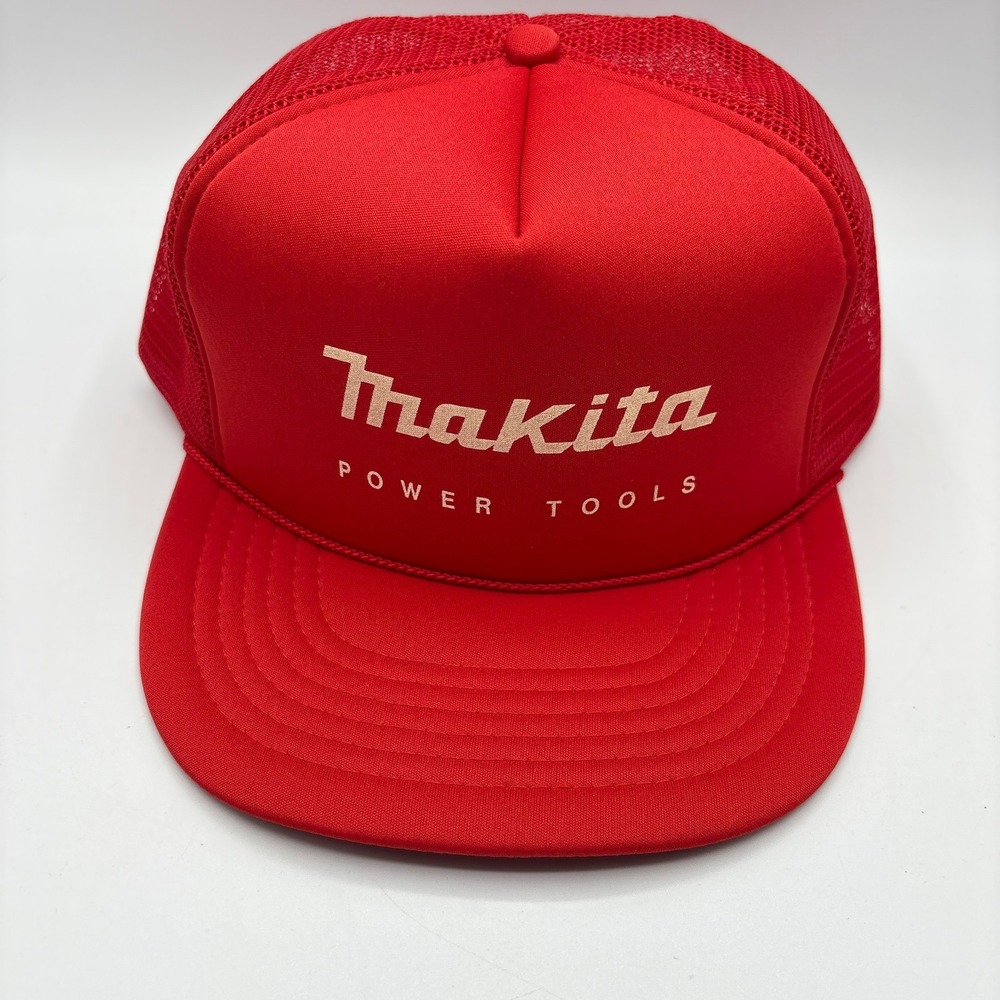Vintage Makita Power Tools Trucker Hat Red Mesh Snapback Rope Cap 80s 90s